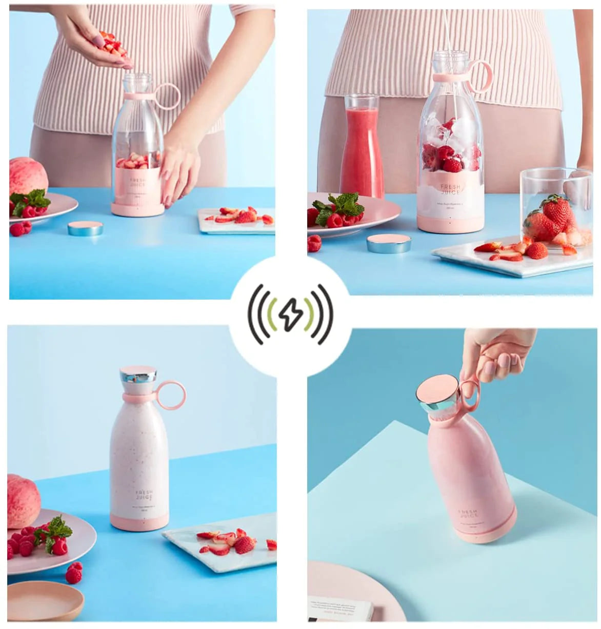 Portable Electric Blender and Juicer for Fresh Juice and Smoothies - Wireless Citrus Squeezer and Extractor